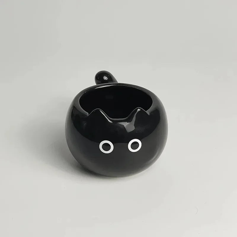 Tasse en céramique Chat Siamois — Tasse à café de dessin animé sous glaçure avec plateau
