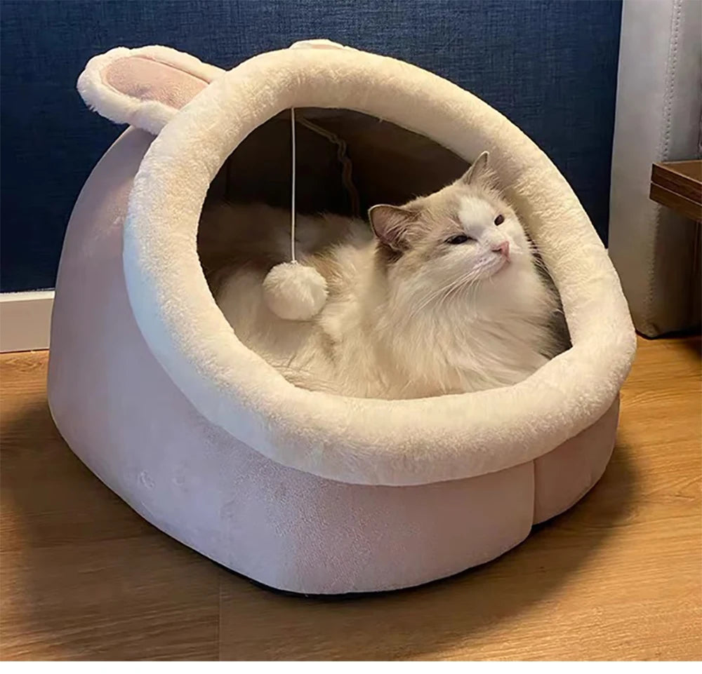 Lit pour chat à sommeil profond, lit pour animaux de compagnie en dessin animé, lit pour animaux de compagnie pliable, amovible et lavable, pour petit chien, tapis, sac, grotte, lit pour chats