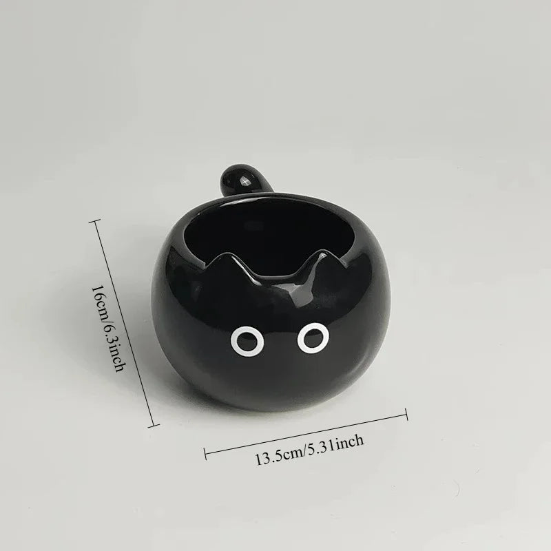 Tasse en céramique Chat Siamois — Tasse à café de dessin animé sous glaçure avec plateau