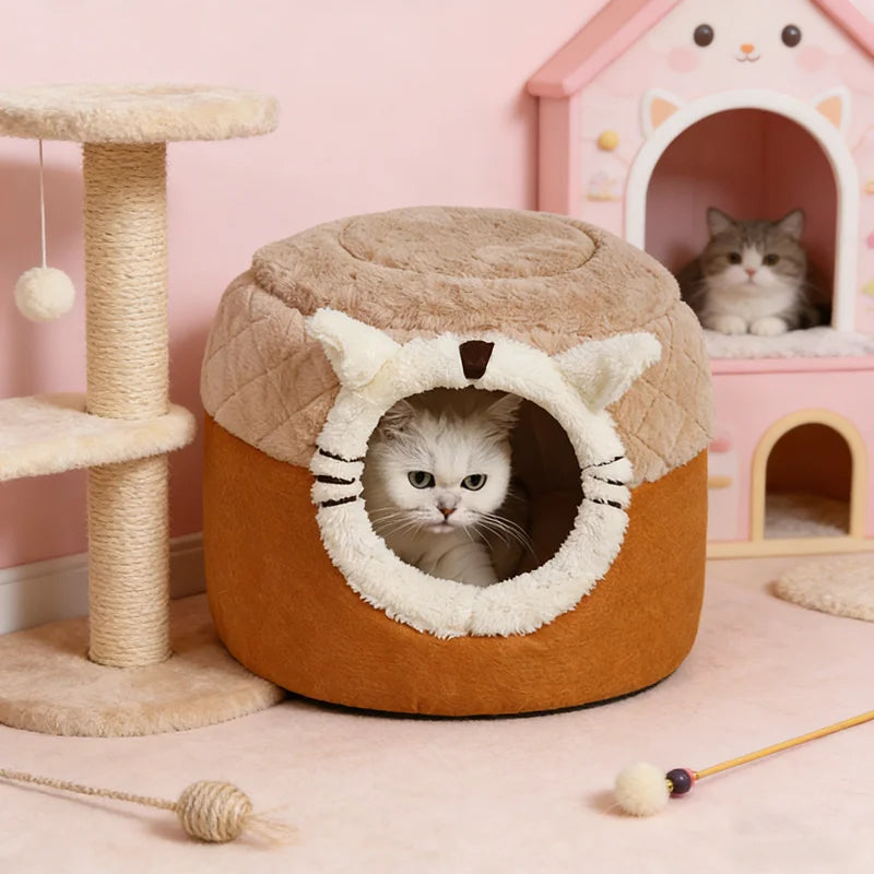 Niche pour animaux de compagnie en forme de tabouret — Panier douillet et chaud pour chats et chiens