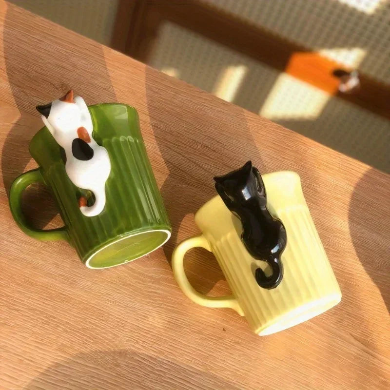 Jolie tasse en céramique Chat — Tasse à café mignonne avec motif de chat pour les amoureux des animaux