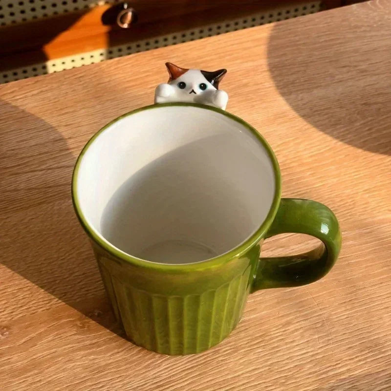 Jolie tasse en céramique Chat — Tasse à café mignonne avec motif de chat pour les amoureux des animaux