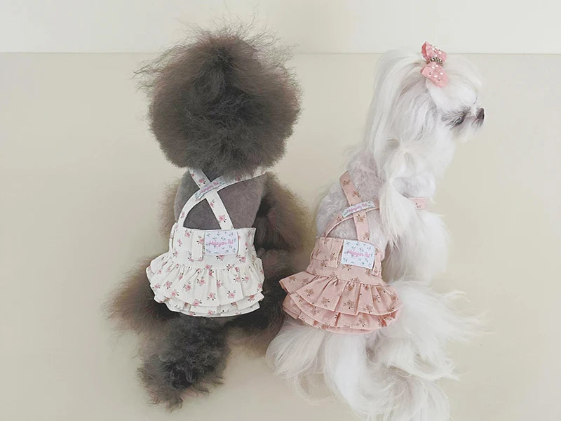 Robe chiot imprimé fleuri — Jupe d'été pour chiens petits et moyens