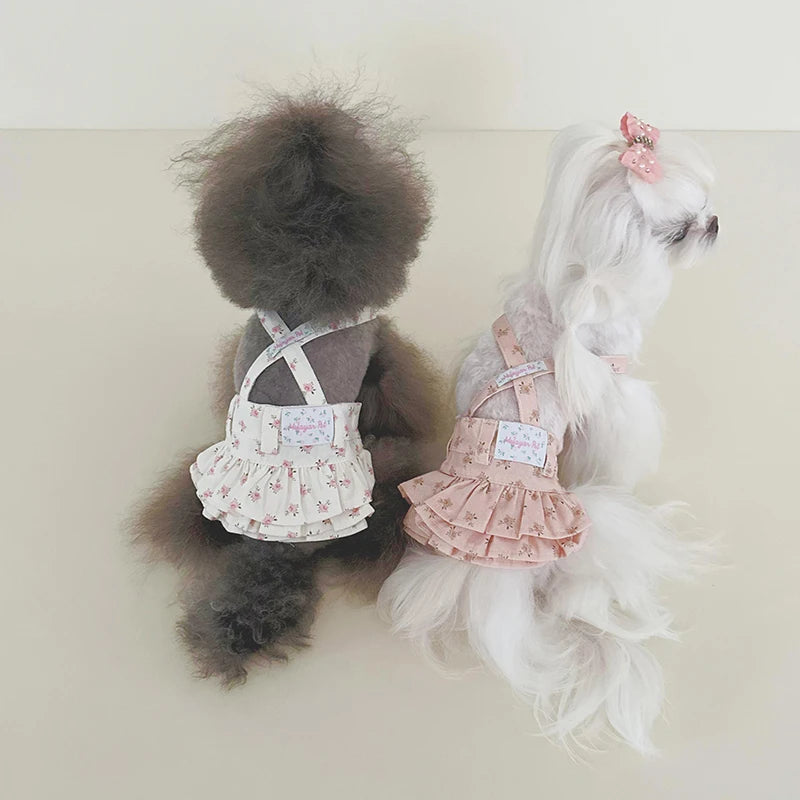 Robe chiot imprimé fleuri — Jupe d'été pour chiens petits et moyens