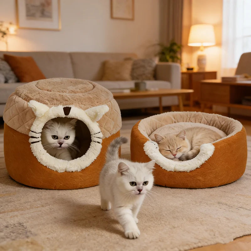 Niche pour animaux de compagnie en forme de tabouret — Panier douillet et chaud pour chats et chiens