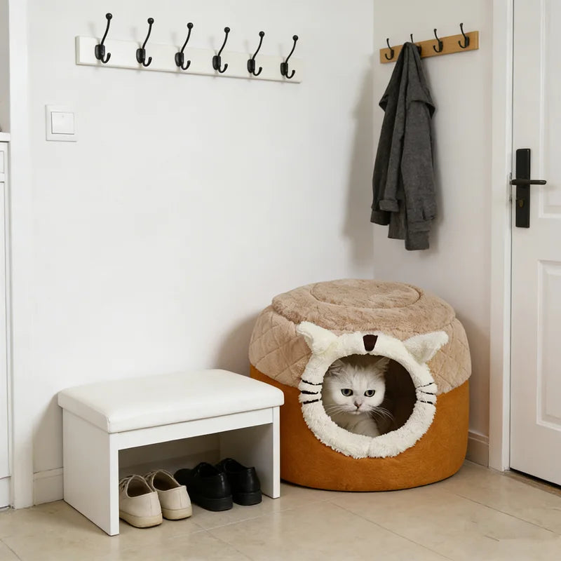 Niche pour animaux de compagnie en forme de tabouret — Panier douillet et chaud pour chats et chiens