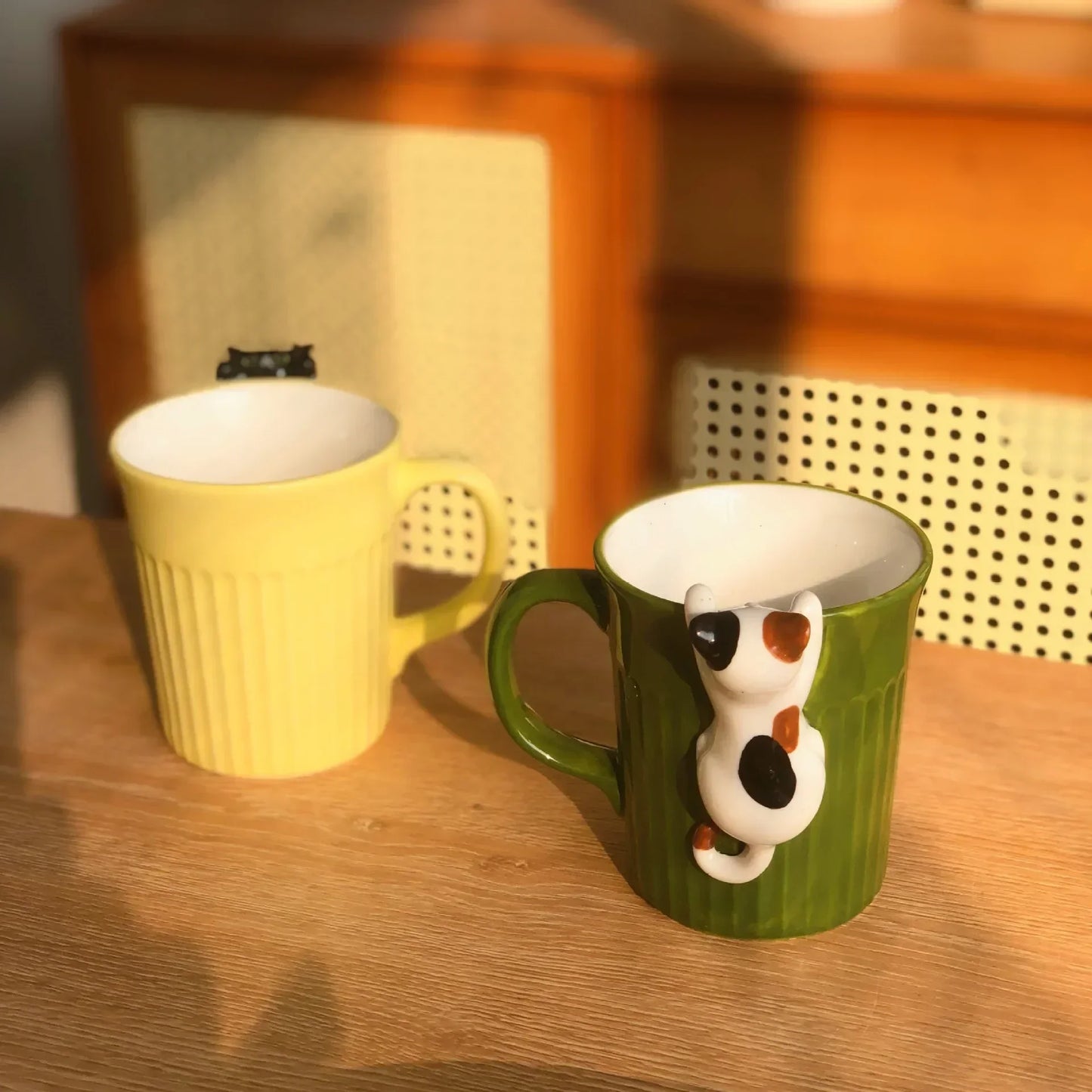 Jolie tasse en céramique Chat — Tasse à café mignonne avec motif de chat pour les amoureux des animaux
