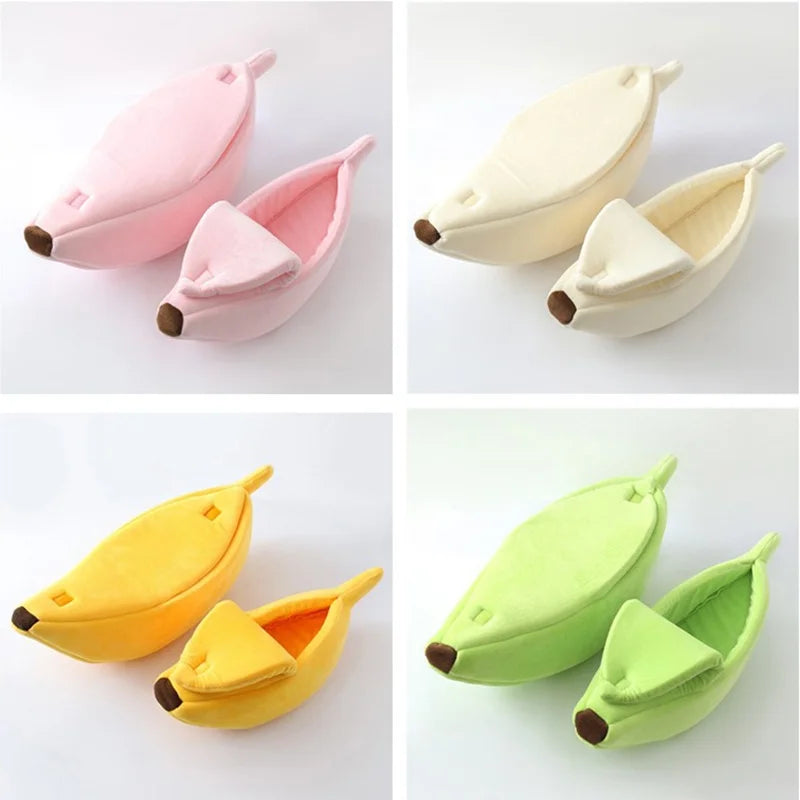 Lit Banane pour Chat – Panier Douillet en Peluche pour Chats et Petits Chiens