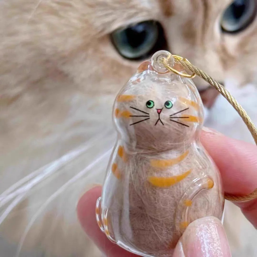 Pendentif commémoratif en résine avec capsule de poils de chat pour animaux de compagnie