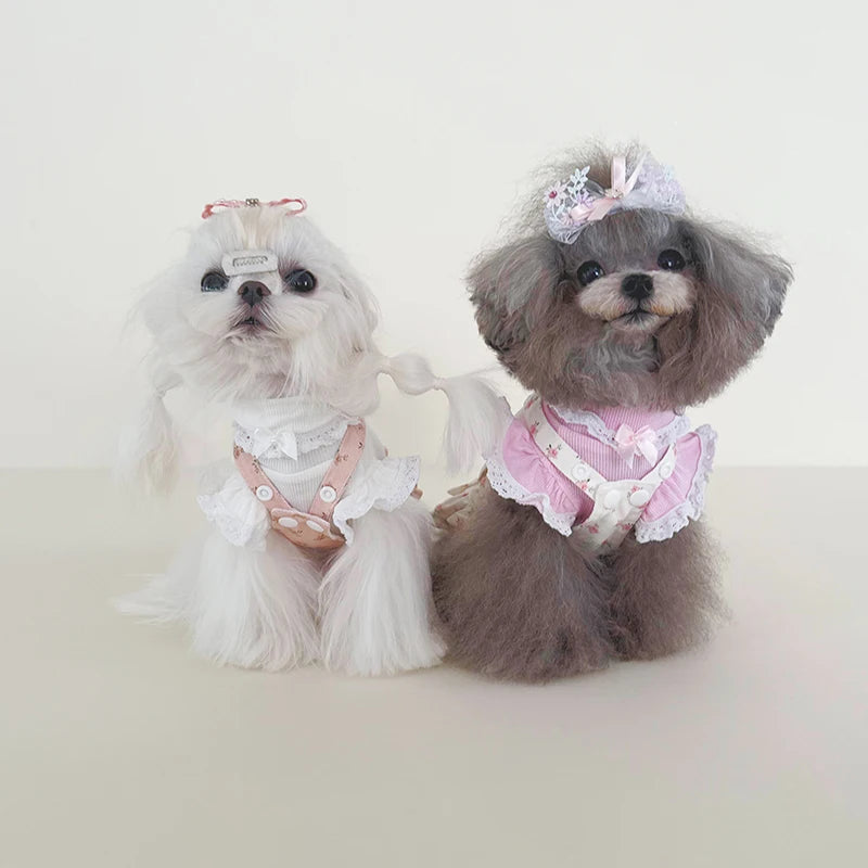 Robe chiot imprimé fleuri — Jupe d'été pour chiens petits et moyens