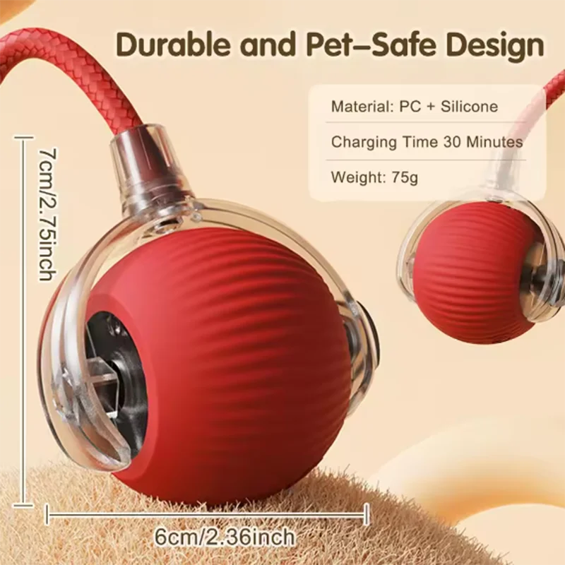 Balle Jouet Électrique Intelligente pour Chat — Jouet Interactif Automatique Rechargeable par USB