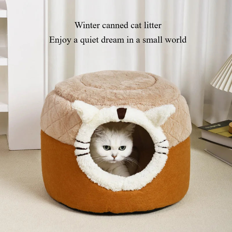Niche pour animaux de compagnie en forme de tabouret — Panier douillet et chaud pour chats et chiens