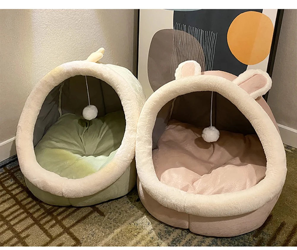 Lit pour chat à sommeil profond, lit pour animaux de compagnie en dessin animé, lit pour animaux de compagnie pliable, amovible et lavable, pour petit chien, tapis, sac, grotte, lit pour chats