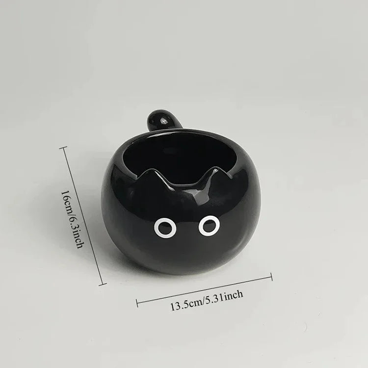 Tasse en céramique Chat Siamois — Tasse à café de dessin animé sous glaçure avec plateau