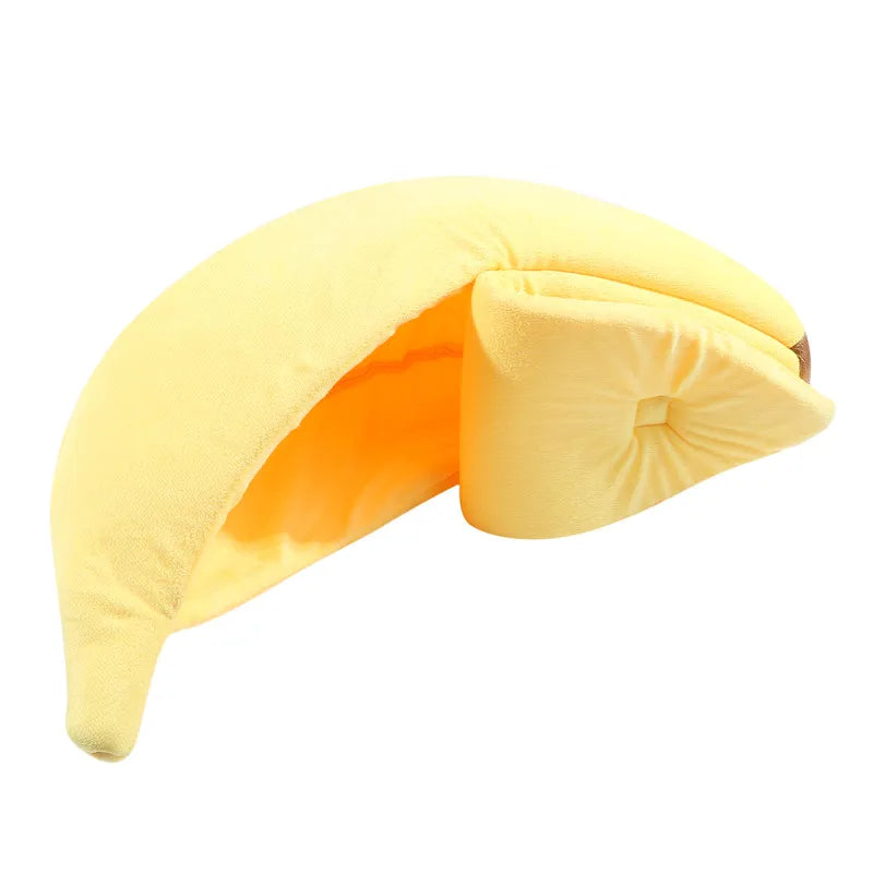 Lit Banane pour Chat – Panier Douillet en Peluche pour Chats et Petits Chiens