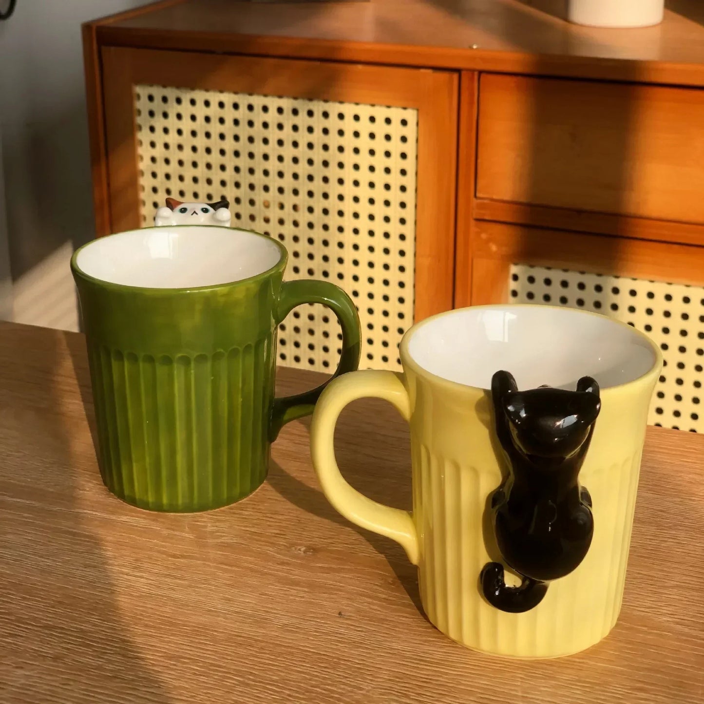 Jolie tasse en céramique Chat — Tasse à café mignonne avec motif de chat pour les amoureux des animaux