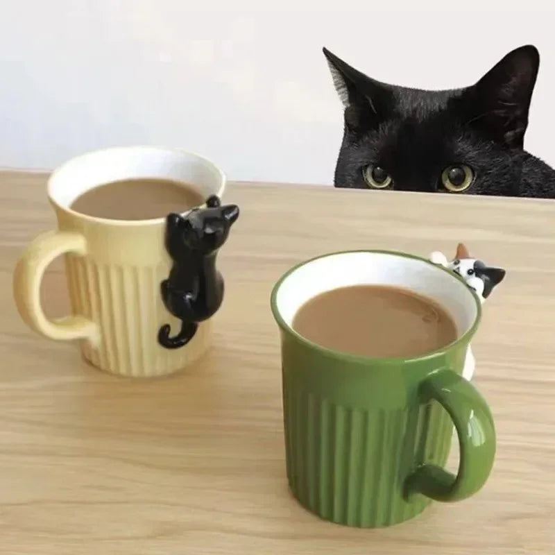 Jolie tasse en céramique Chat — Tasse à café mignonne avec motif de chat pour les amoureux des animaux