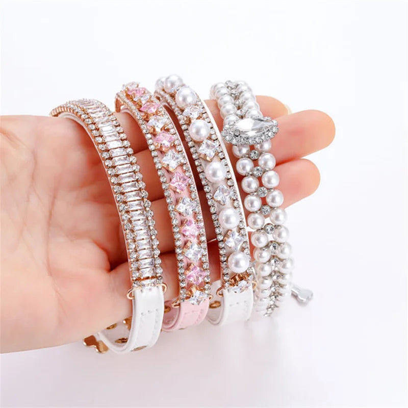 Collier de luxe pour chat et chiot, perles et strass, pour chats et petits chiens, race Ragdoll et Sphynx, accessoires pour animaux de compagnie