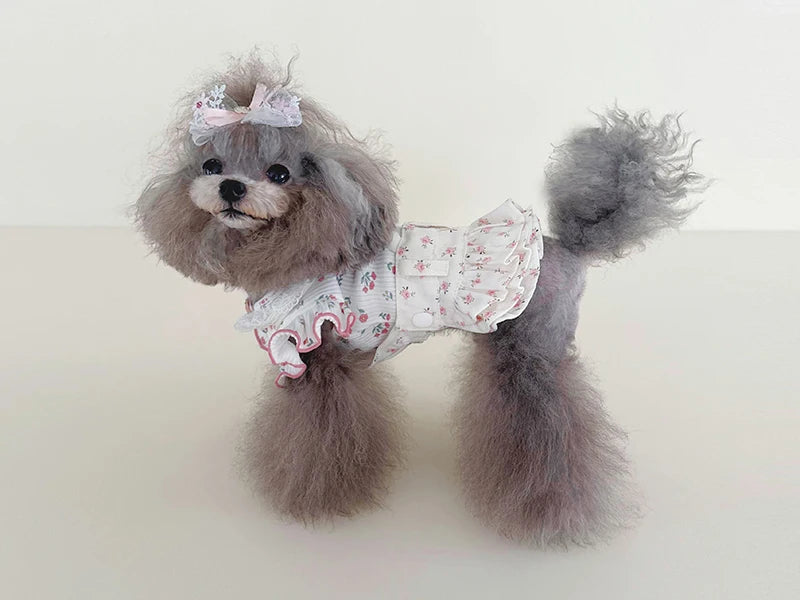 Robe chiot imprimé fleuri — Jupe d'été pour chiens petits et moyens