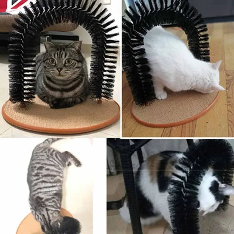 Jouet d'auto-toilettage pour chat — Brosse de massage avec tapis à gratter