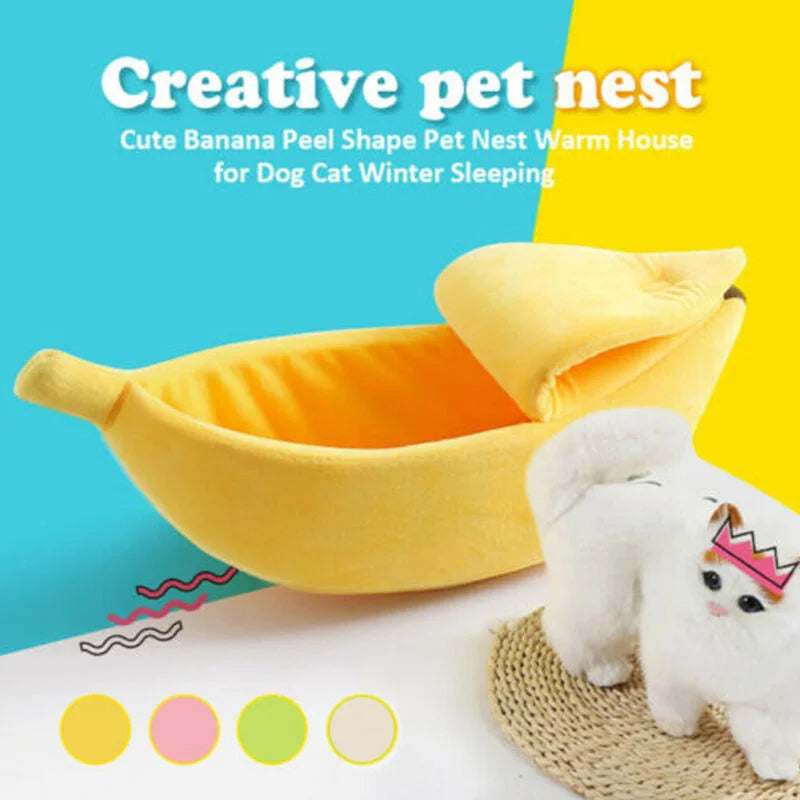 Lit Banane pour Chat – Panier Douillet en Peluche pour Chats et Petits Chiens