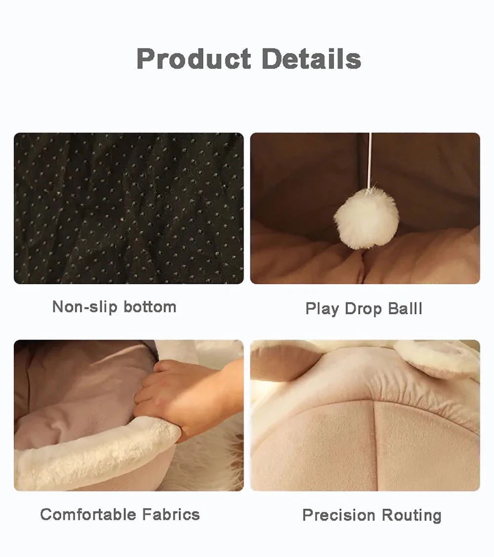 Lit pour chat à sommeil profond, lit pour animaux de compagnie en dessin animé, lit pour animaux de compagnie pliable, amovible et lavable, pour petit chien, tapis, sac, grotte, lit pour chats