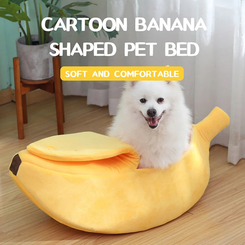 Lit Banane pour Chat – Panier Douillet en Peluche pour Chats et Petits Chiens