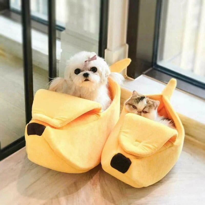 Lit Banane pour Chat – Panier Douillet en Peluche pour Chats et Petits Chiens