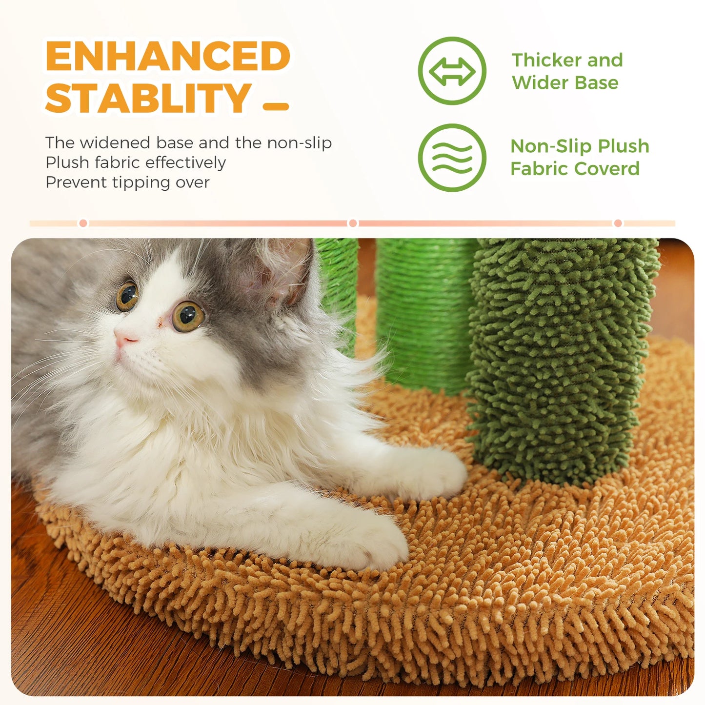 Arbre à chat cactus — Griffoir en sisal haut avec balle suspendue