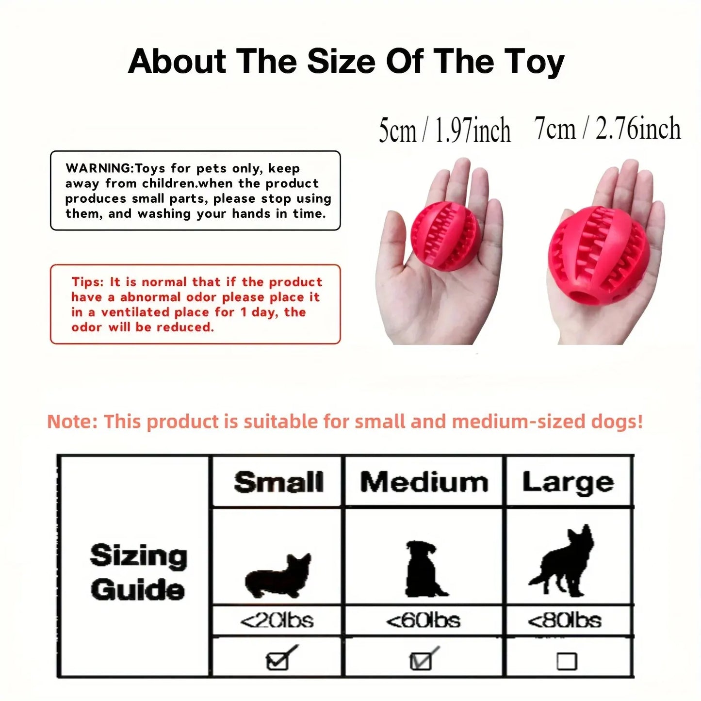 Balle jouet pour chien — Jouet à mâcher et distributeur de friandises non toxique pour chiens