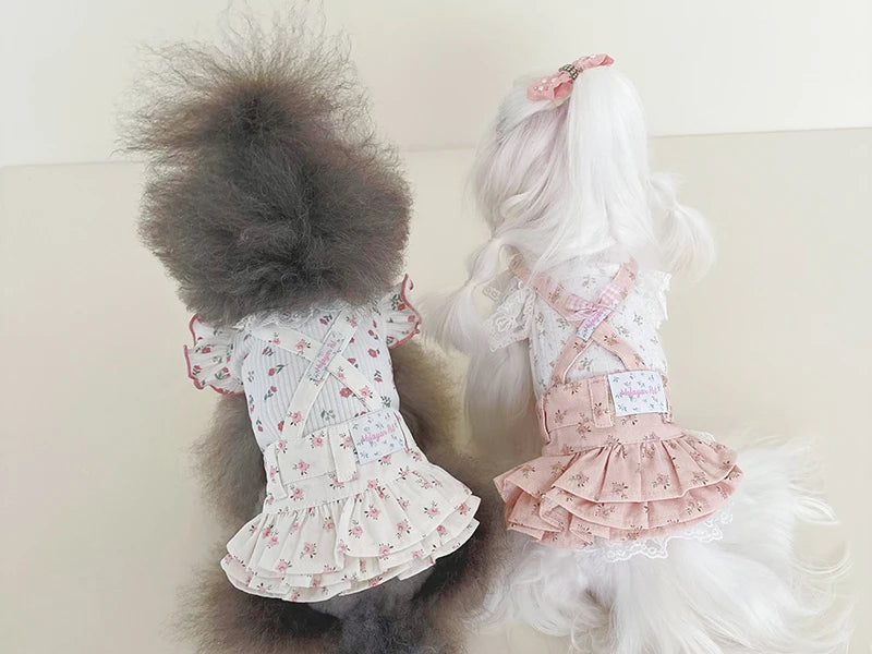 Robe chiot imprimé fleuri — Jupe d'été pour chiens petits et moyens