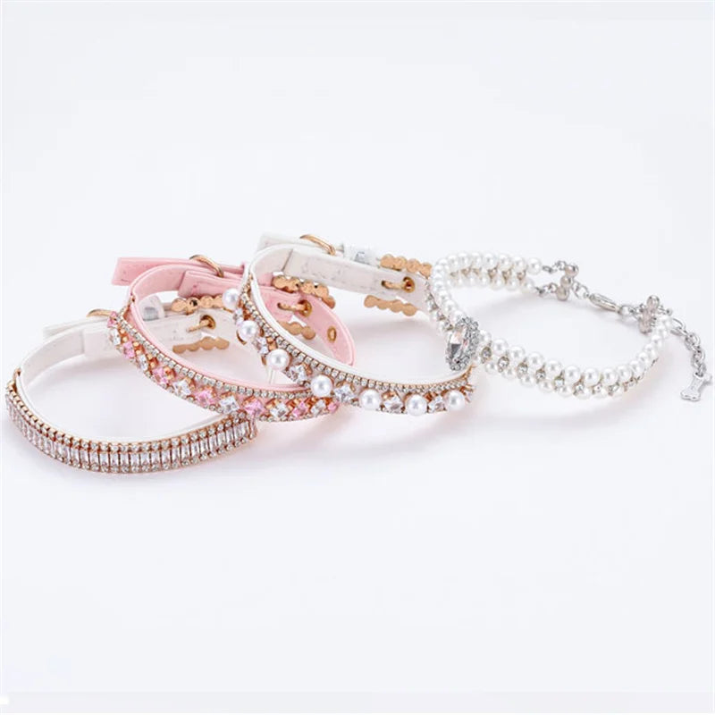 Collier de luxe pour chat et chiot, perles et strass, pour chats et petits chiens, race Ragdoll et Sphynx, accessoires pour animaux de compagnie